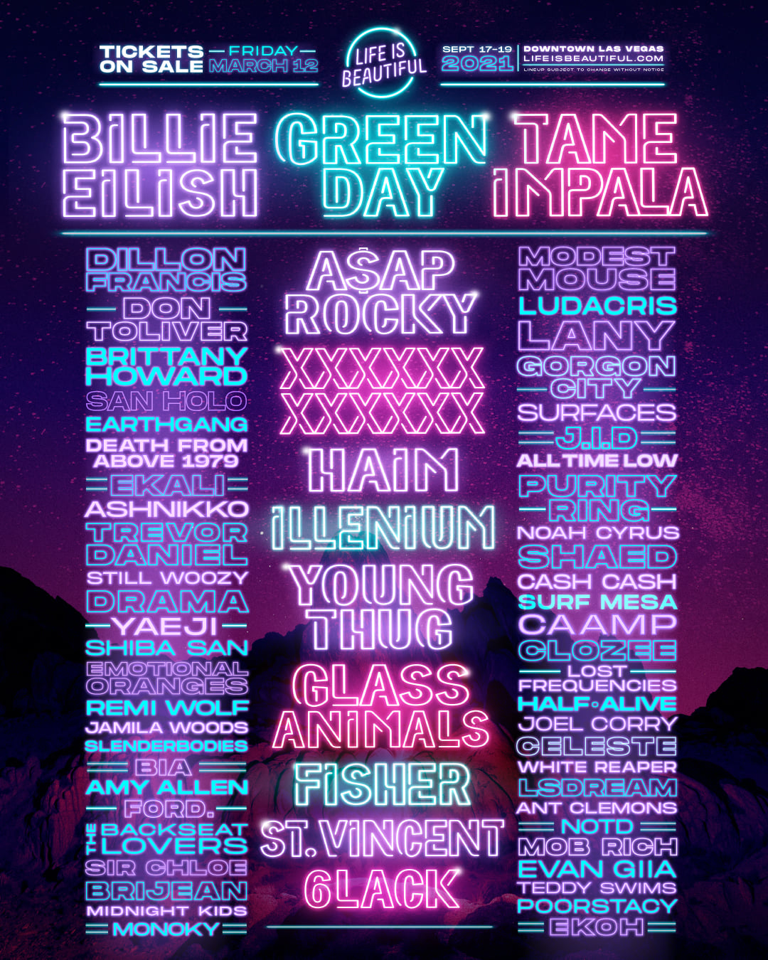 life is beautiful fest lineup